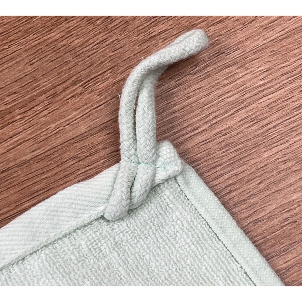 Set of 2 Joy Mangano Joy Supreme Stretch Luxury Hanging Washcloth Towel Mint NEW